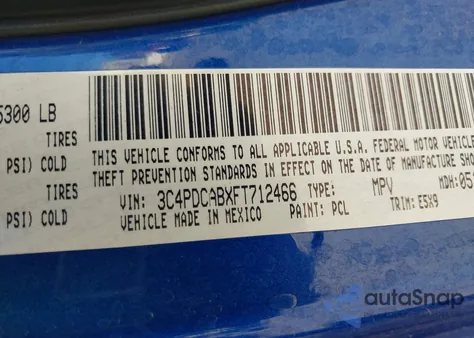 2015 Dodge Journey American Value Pkg from USA, damaged, VIN 3C4PDCABXFT712466